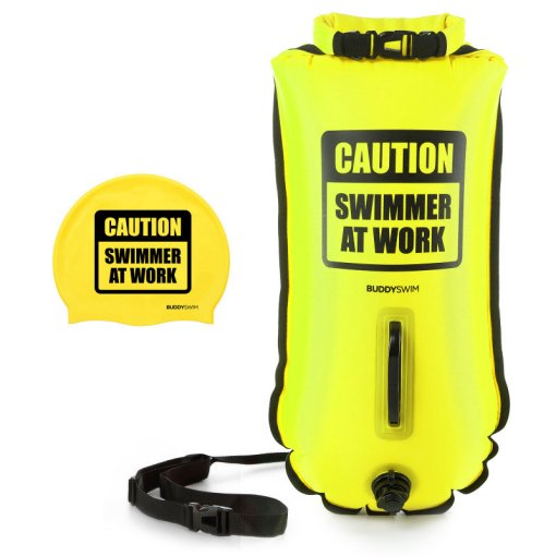 Slika izdelka Buddyswim Boya Drybag 20lt + swim cap - yellow/caution swimmer at work