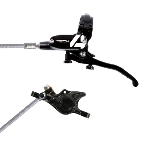 Produktbild von Hope Tech 4 X2 Scheibenbremse - Stahlflex - schwarz/schwarz - Hebel links