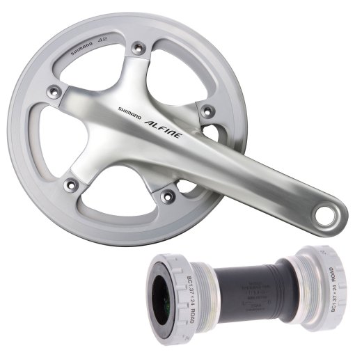 Produktbild von Shimano Alfine FC-S501 Kurbelgarnitur mit SM-BB4600 Innenlager - Kettenschutzring außen + innen - silber