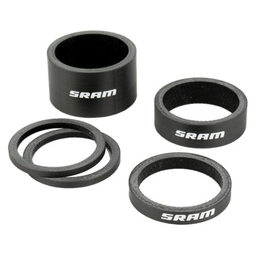Foto de SRAM Carbon Headset Spacer Set - Logo blanco brillante
