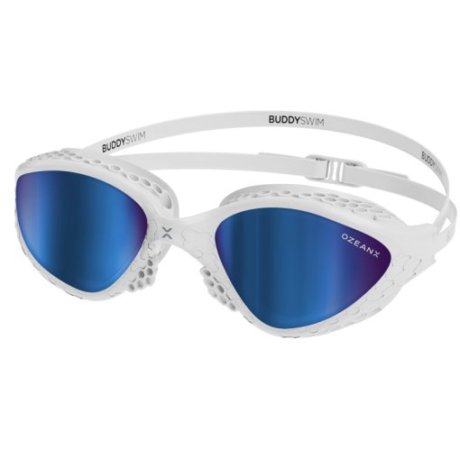 Photo produit de Buddyswim Lunettes de Natation - OzeanX - white/blue mirror