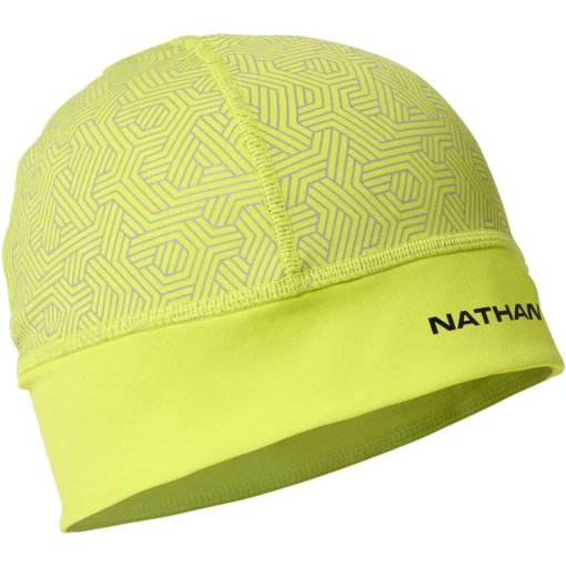 Produktbild von Nathan Sports HyperNight Beanie 2 - hi vis yellow/hex print