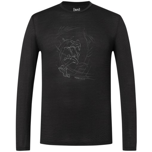 Picture of SUPER.NATURAL Sketched Runner Mesh Longsleeve Men - Jet Black/Eucalyptus/Cashmere Grey