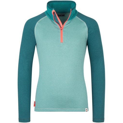 Foto de Trollkids Camiseta de Manga Larga con Cremallera Media Niño - Rauland - Dusty Teal/Midnight Petrol/Coral Pink