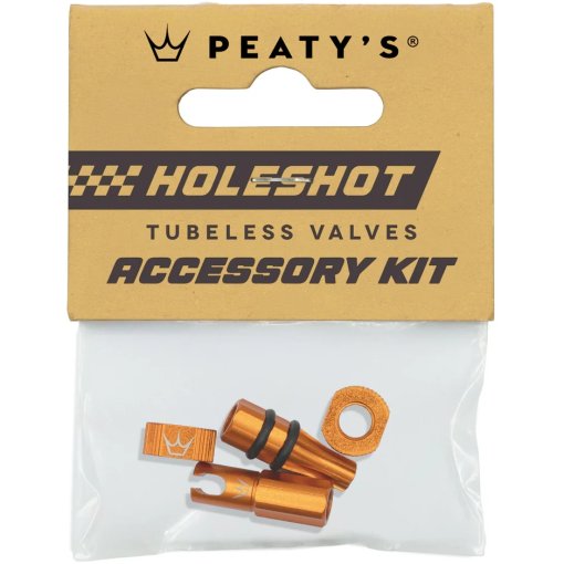 Picture of Peaty&#039;s Holeshot Fast Flow Tubeless Valves Accessory Kit - mango