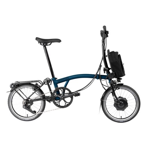 Picture of Brompton Electric C Line Explore - 12-Speed - Mid Bar - Standard Seatpost - Rear Rack - 16&quot; Electric Folding Bike - 2024 - ocean blue