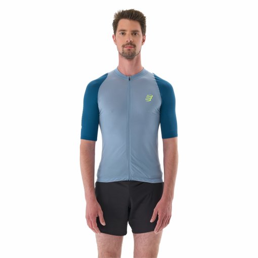 Produktbild von Compressport Trail Racing Postural Kurzarmshirt Herren - denim/poseidon