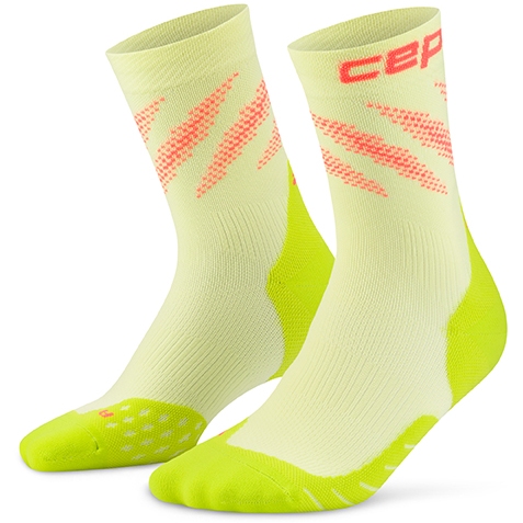 Produktbild von CEP Core Run Edt. Elliptic Mid Cut Kompressionssocken Herren - lime/neon coral