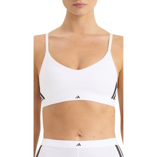 Foto de adidas Sports Underwear Sport Active Essentials Cotton 3 Stripes Full Padded Bralettes para mujer - 100 white
