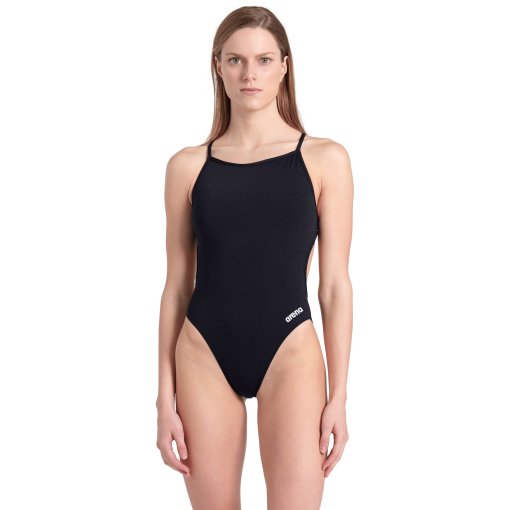 Picture of arena Performance Solid Lace Back Swimsuit Women - Black-White