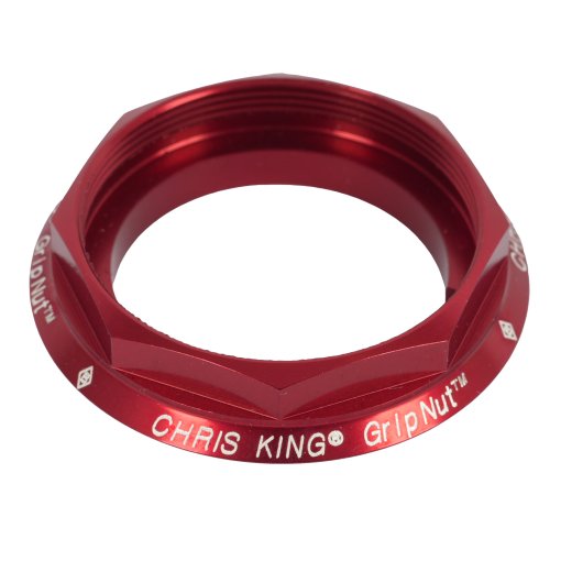 Zdjęcie: Chris King GripNut Pierścień regulacyjny zestawu słuchawkowego rowerowego - 1 1/8&quot; - czerwony