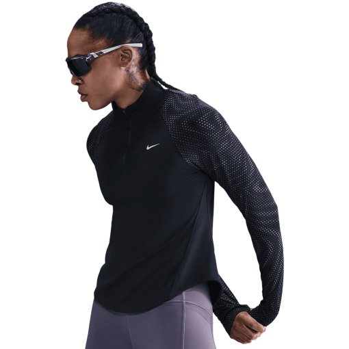 Produktbild von Nike Tempo Flash Dri-FIT 1/4-Zip Langarmshirt Damen - black/reflective silver HV2996-010