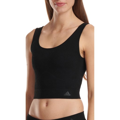 Foto de adidas Sports Underwear Camiseta Interior sin Mangas Mujer - 3D Rib Cropped - 000-negro