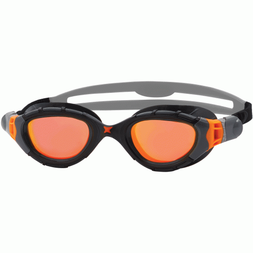 Produktbild von Zoggs Predator Flex Titanium Schwimmbrille - Verspiegelte Gläser: Orange - Small Fit - Grau/Schwarz