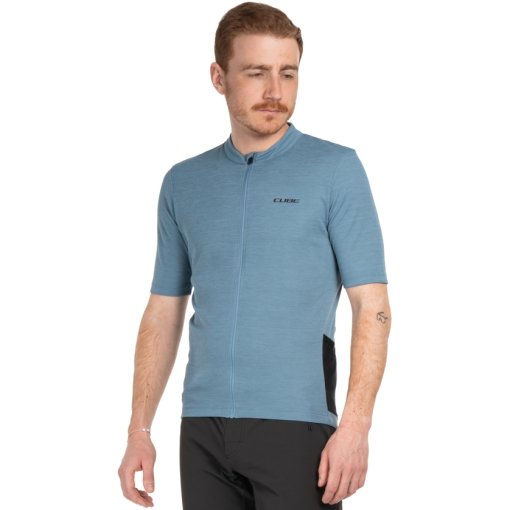 Foto de CUBE Maillot de Manga Corta Hombre - Gravel Full Zip Cargo - azul