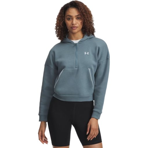 Foto de Under Armour Sudadera con Capucha y Media Cremallera Mujer - UA Rival Fleece Piped - Jasper Blue/White