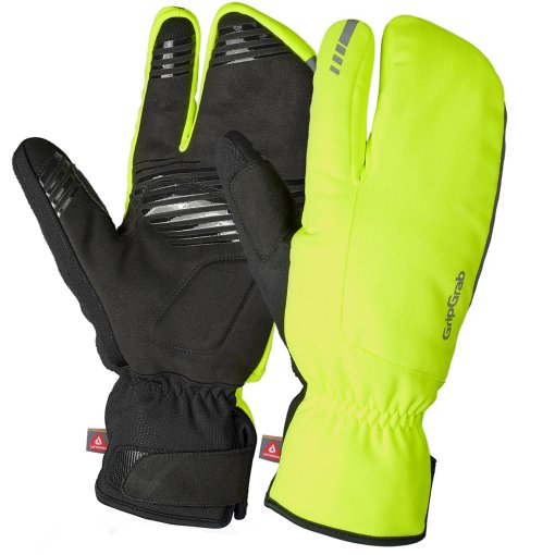 Zdjęcie: GripGrab Nordic 2 Deep Winter Lobster Rękawiczki wiatroszczelne - Yellow hi-vis