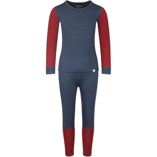 Foto de Trollkids Juego de Ropa Interior Niño - Merino II - Carmin Red/Mystic Blue/Negro