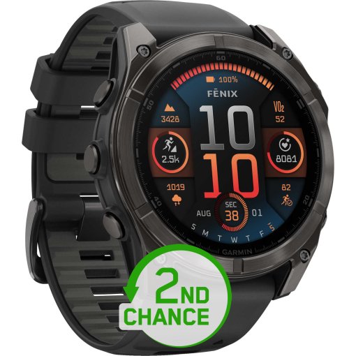fenix 8 AMOLED Sapphire GPS Smartwatch - 51mm - Black/Carbon Grey DLC - 2nd Choice