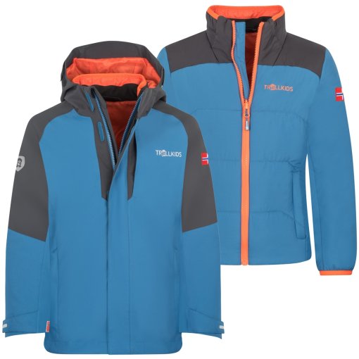 Foto de Trollkids Chaqueta Impermeable 3 en 1 Niño - Skanden - Nordic Blue/Negro/Flame Orange