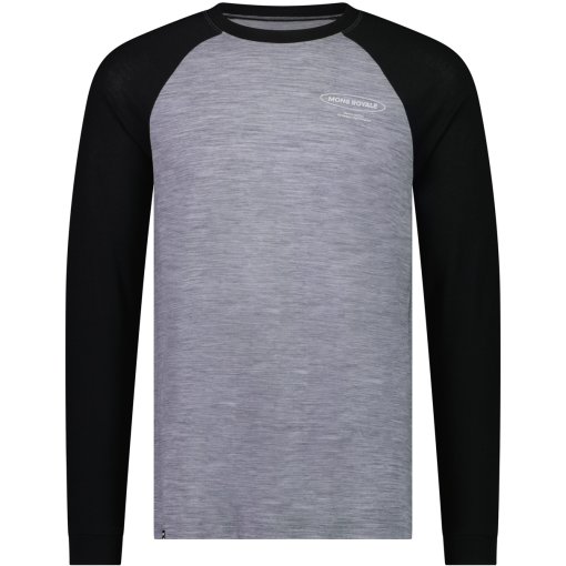Foto de Mons Royale Camiseta de Manga Larga Hombre - Icon Merino Raglan - grey heather / negro