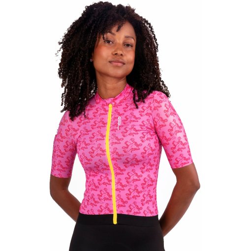 Produktbild von Black Sheep Cycling WMN Integrated Kurzarmtrikot Damen - Pink Birds &amp; Snakes