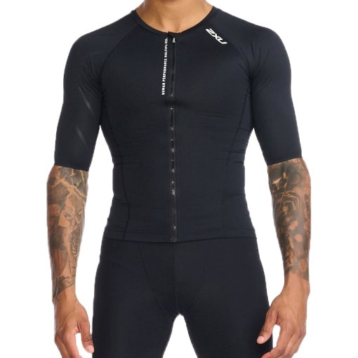 Foto de 2XU Top Triatlon de Manga Corta Hombre - Aero - negro/blanco