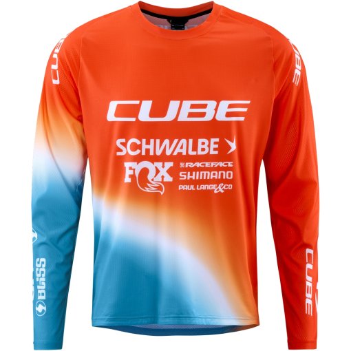 Productfoto van CUBE MTB X Factory Racing Shirt met lange mouwen voor heren - white´n´blue´n´red