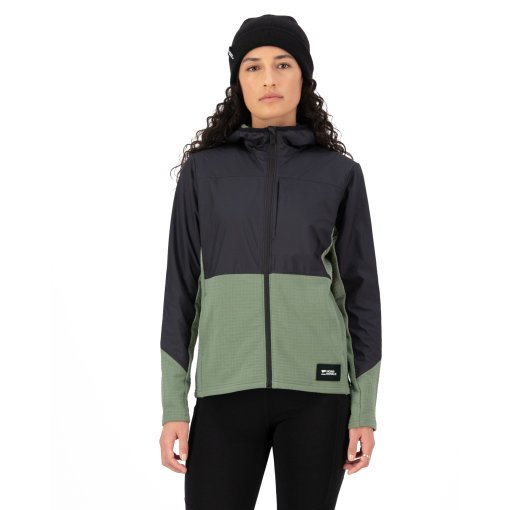 Photo produit de Mons Royale Veste Femme - Offgrid Merino Fleece Wind - willow / noir