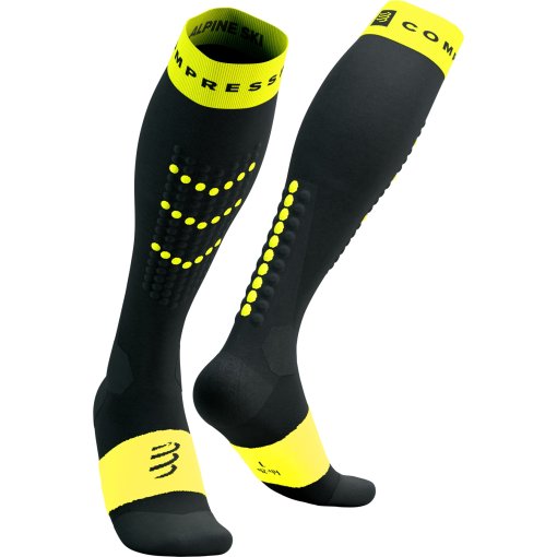 Productfoto van Compressport Alpine Ski Full Compressiesokken - black/safe yellow