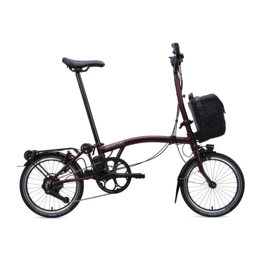 Immagine prodotto da Brompton Bici Pieghevole Elettrica 16&quot; - Electric C Line - 4-Speed - High Bar - Extended Seatpost - Rear Rack - 2026 - red plum
