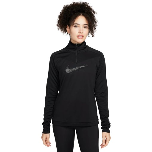 Produktbild von Nike Dri-FIT Swoosh Laufoberteil mit Viertelreißverschluss für Damen - schwarz FB4687-010