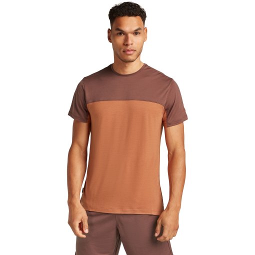 Foto de Icebreaker Camiseta Hombre - Merino 125 Cool-Lite™ Sphere III Colour Block - Dusty Clay/Carob