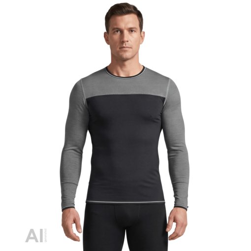 Billede af Löffler CB Transtex® Merino Langærmet undertrøje til herrer - black/grey melange A10