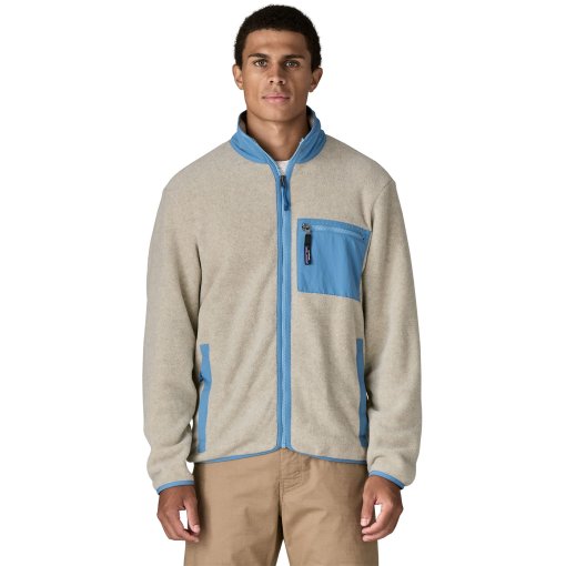 Photo produit de Patagonia Synchilla Veste polaire pour hommes - Oatmeal Heather w/Shore Blue
