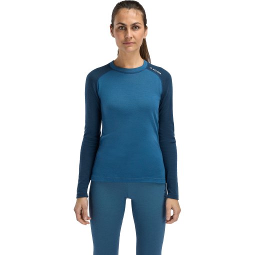 Picture of Aclima WarmWool Crewneck Longsleeveshirt Women - blue fusion/midnight navy