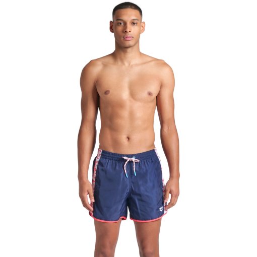 Foto de arena Bañador Corto Hombre - Icons Team Stripe Beach - Navy/Calypso Coral/White