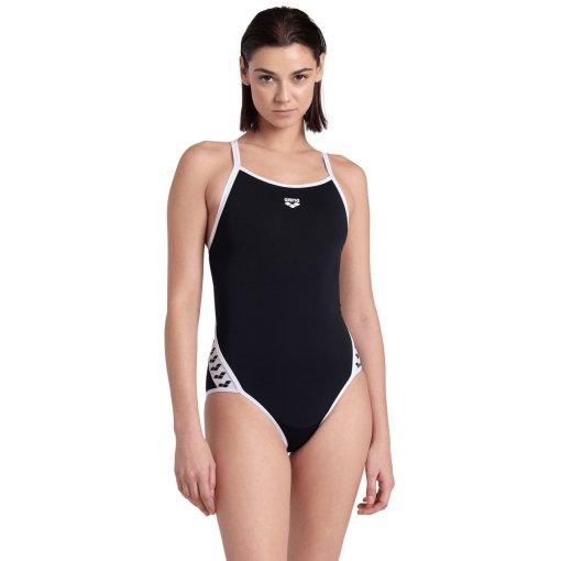 Foto de arena Traje de Baño Mujer - Performance Icons Solid Super Fly Back - Negro/Blanco