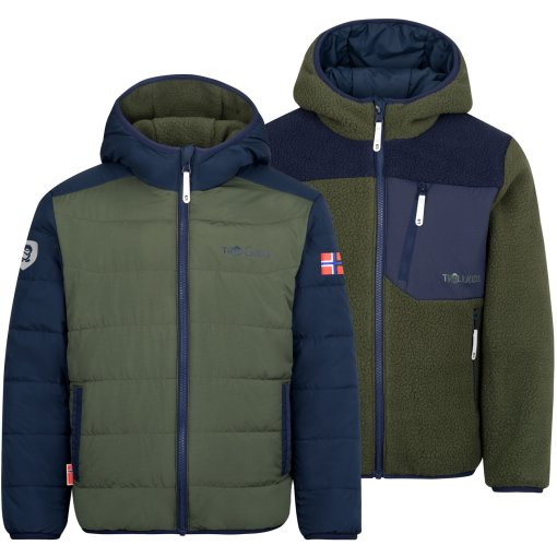 Picture of Trollkids Sandvika Turnover Jacket Kids - ivy/navy