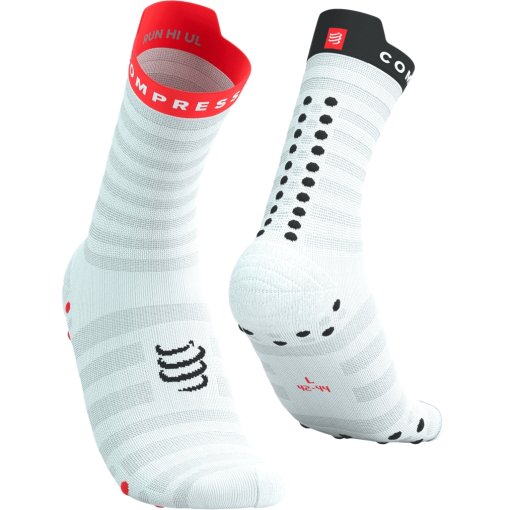 Foto de Compressport Calcetines de Compresión  - Pro Racing v4.0 Ultralight Run High - white/fluo red/black