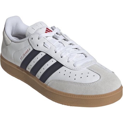 Photo produit de adidas Chaussures Vélo Homme - Velosamba Cuir - cloud white/dark blue/pure ruby JQ9179