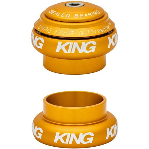 Productfoto van Chris King NoThreadSet Grip Lock Balhoofdstel 1 inch - EC34/28,6 | EC34/30 - Classic Logo Print - matte gold 50th