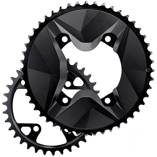 Produktbild von Alugear AERO Kettenblattset - Gravel | 4x BCD 110/80 (Shimano GRX) | 2x 11/12s - rund | 46/32T | schwarz