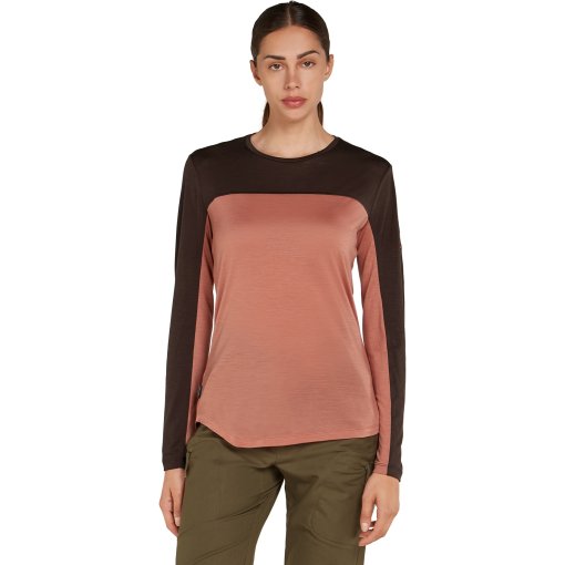 Immagine prodotto da Icebreaker Maglia a Maniche Lunghe Donna - Merino 125 Cool-Lite™ Sphere Colour Block - Cedar Wood/Bittersweet