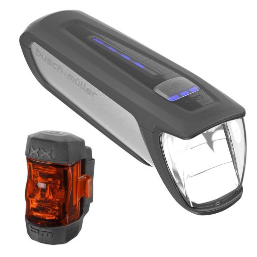 Immagine prodotto da Busch + Müller Set di Illuminazione a Batteria - IXON CORE 2 Luce Frontale + IXXI Luce Posteriore - 181/383C - nero/argento