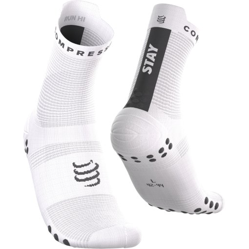 Slika izdelka Compressport Tekmovalne kompresijske nogavice Pro Racing v4.0 Run High - Stay Behind - white/black