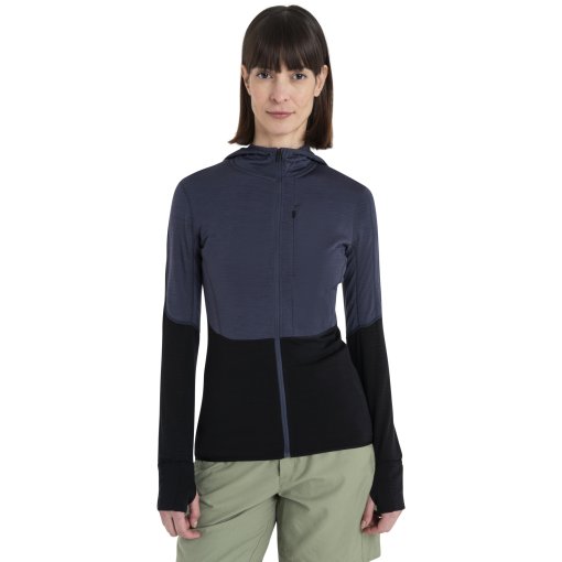 Foto de Icebreaker Chaqueta con Capucha Mujer - Merino 200 Realfleece™ Descender - Graphite/Negro