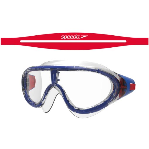 Produktbild von Speedo BioFUSE Rift Junior Lava Red/Beautiful Blue/Clear Schwimmbrille