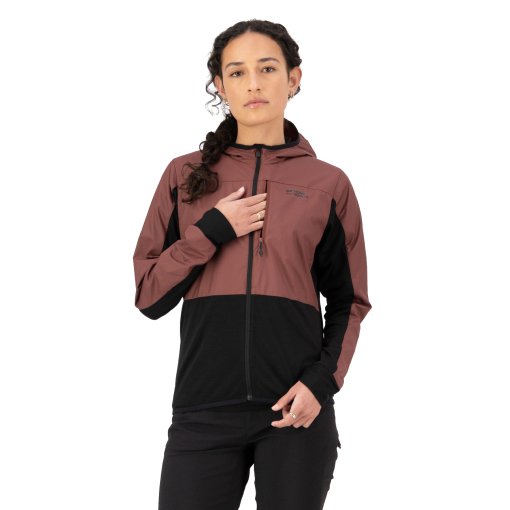Picture of Mons Royale Diversion Merino Wind Jacket Women - coffee / black
