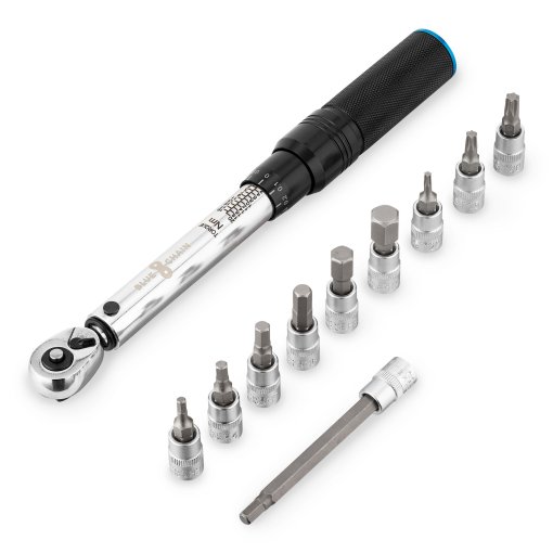 Produktbild von BLUECHAIN BASIC Drehmomentschlüssel Set 2-20 Nm mit 10 Bits - schwarz/silber